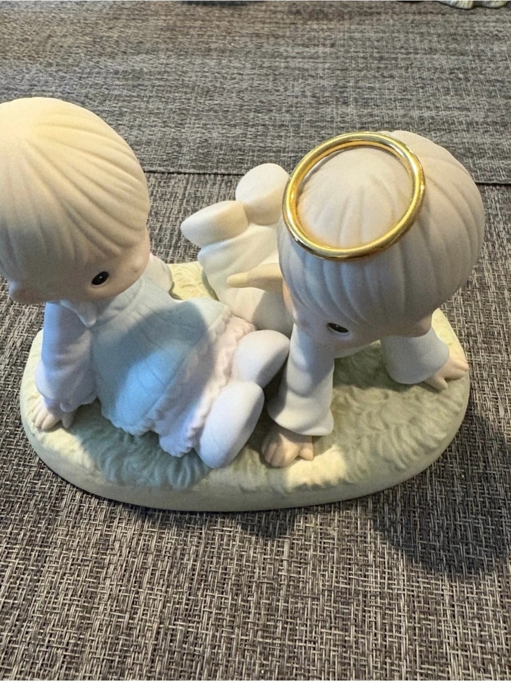 Enesco Porcelain Angel Pair in Cream and Gold